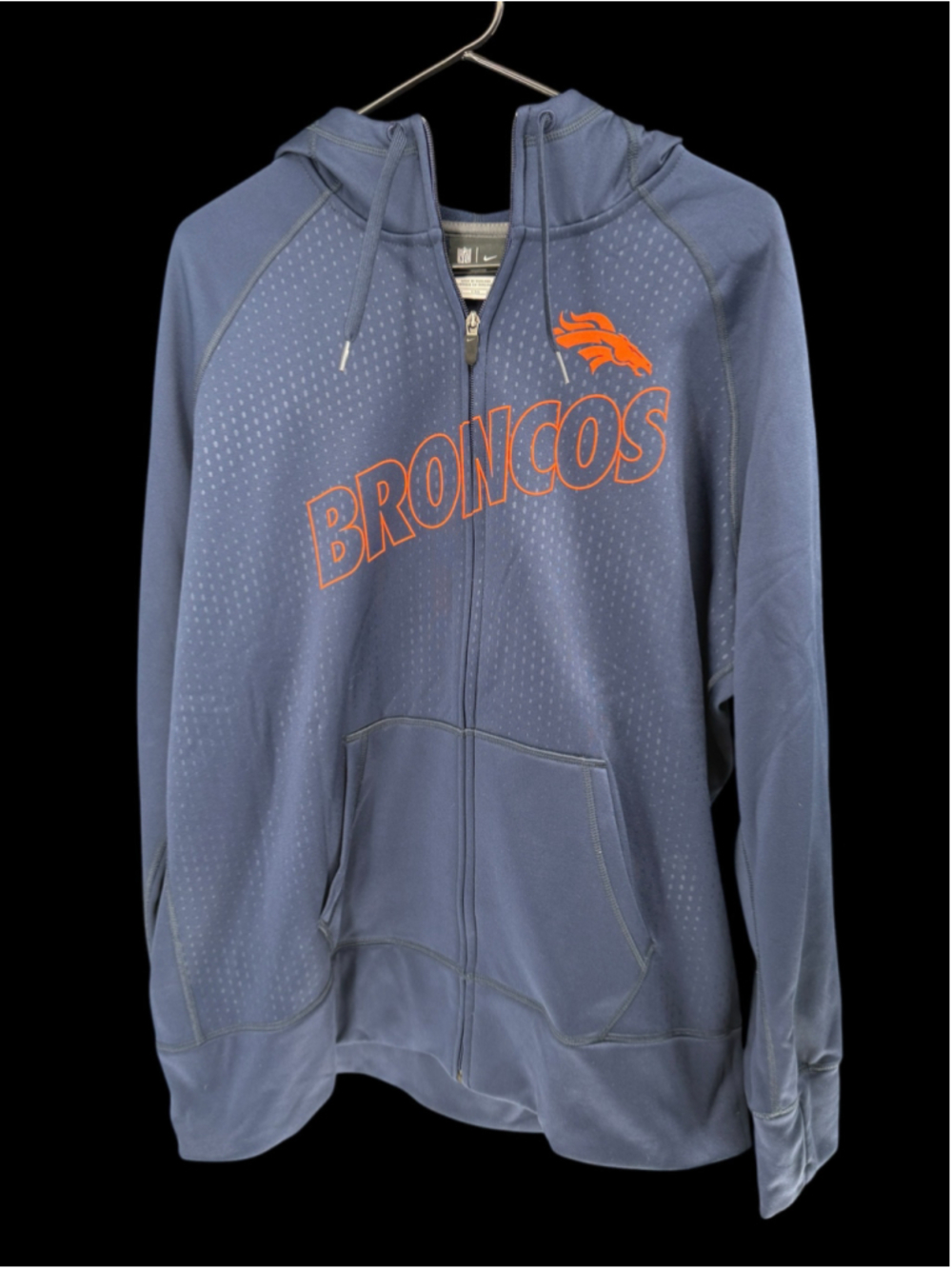 Men's Nike Denver Broncos Full Zip Hoodie Blue Orange XXL